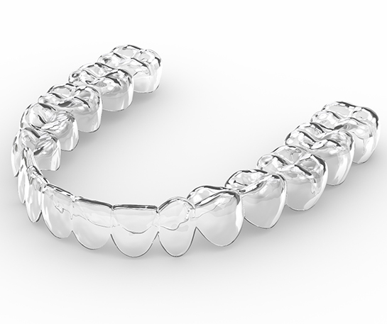 Single Nu Smile clear aligner against white background